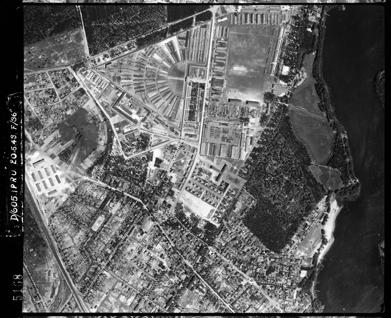Aerial reconnaissance of the Sachsenhausen Concentration Camp taken by the British Royal Air Force