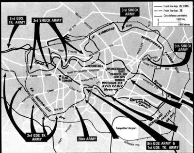 The Soviet plan of attack on the centre of Berlin - April 1945