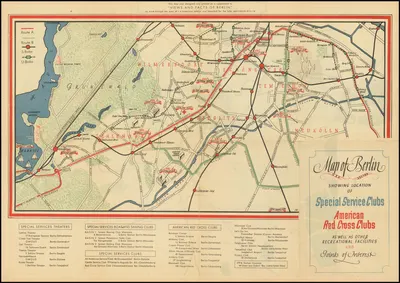 Map of Berlin Showing Points of Interest in American English Russian French Sector - verso