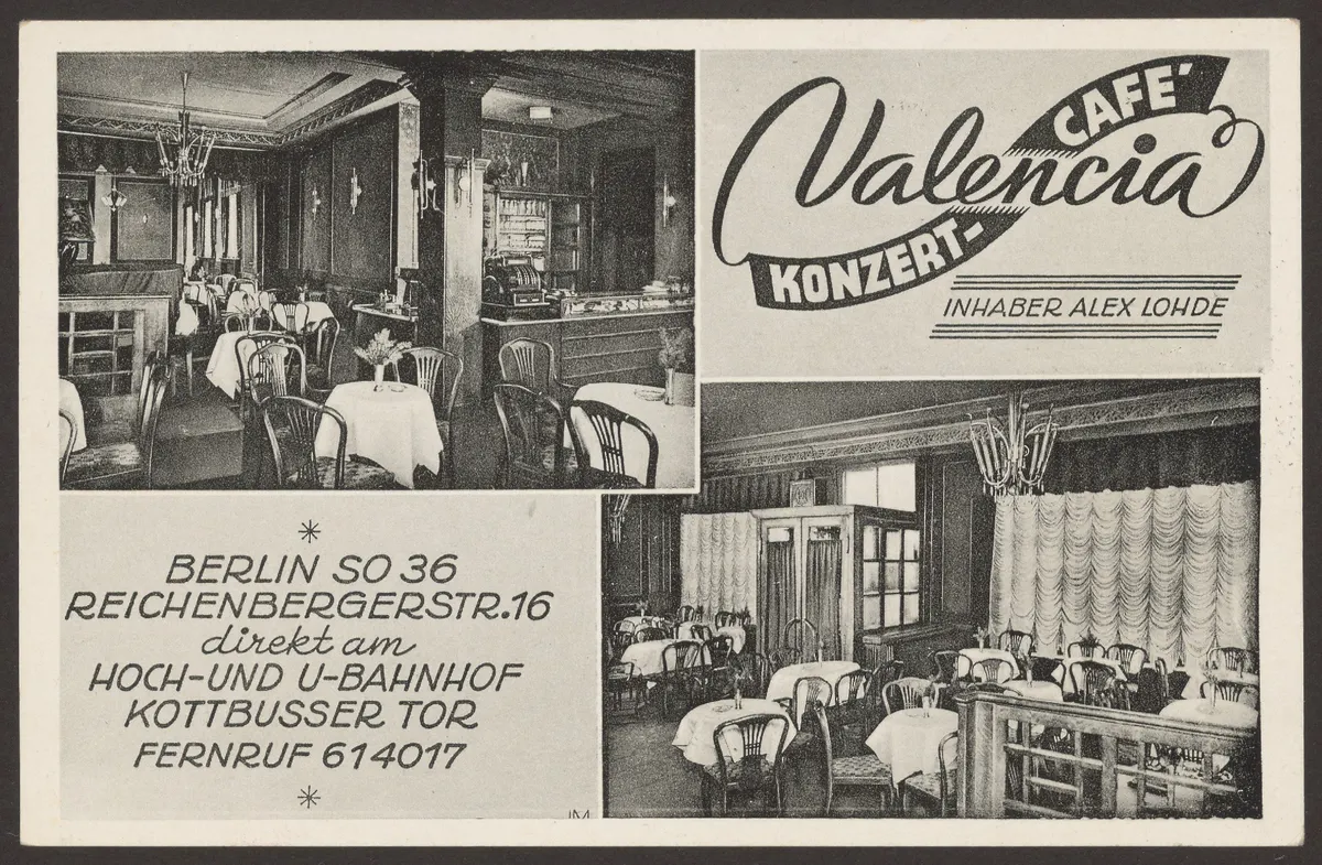 Ansichtskarte Konzert-Café "Valencia", Reichenberger Straße 16