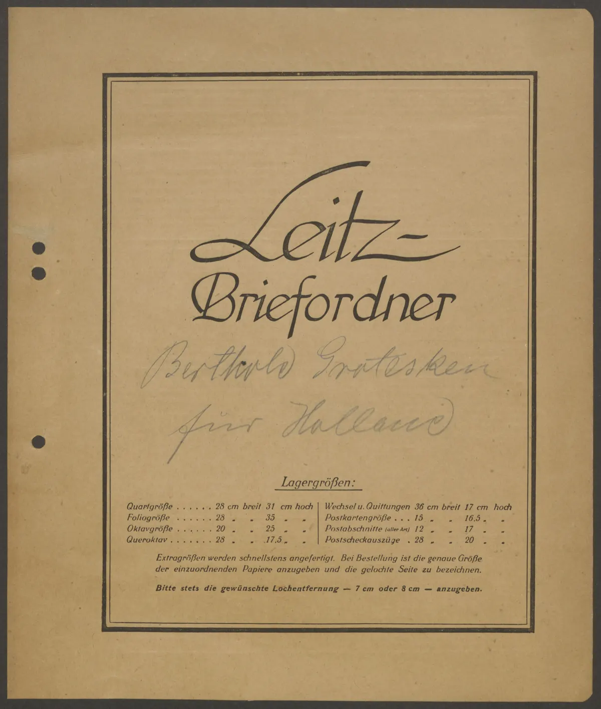 Schriftproben und Bestellungen des Schrifttyps "Berthold-Grotesk" für Holland