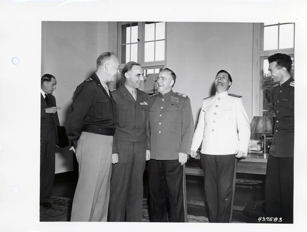 [Photograph of American and Soviet Army Officers in Berlin]
