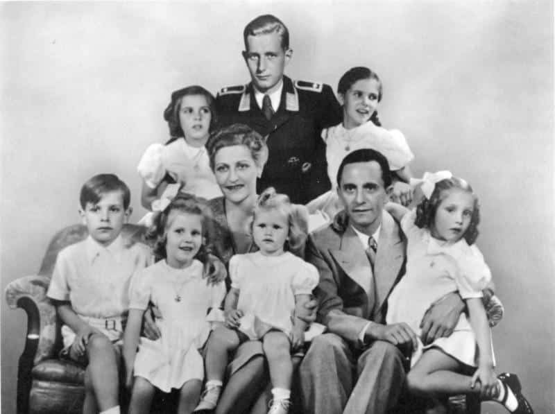 Nazi Propaganda Minister, Joseph Goebbels, who would succeed Adolf Hitler as German Chancellor on April 30th 1945 - pictured with his six children/Image: Bundesarchiv, Bild 146-1978-086-03